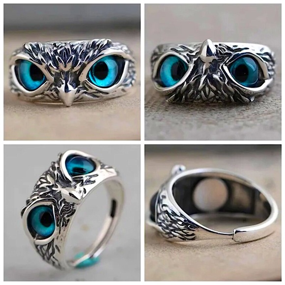 Evil blue eyed owl🦉💍 adjustable ring - Picture 9 of 11